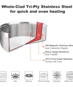 Alternative view of Duxtop Whole-Clad Tri-Ply Stainless Steel Induction Cookware Set, 14PC Kitchen Pots and Pans Set