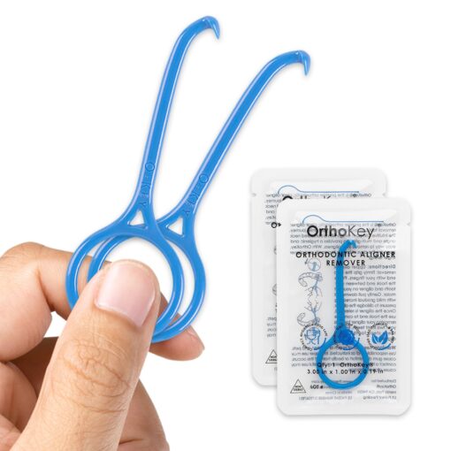 OrthoKey Retainer & Aligner Removal Tool - Dental-Grade Orthodontic Supplies for Invisible Braces, Cleaning & Travel - Bracket & Denture Remover (2-Pack) Blue Blue 2-Pack