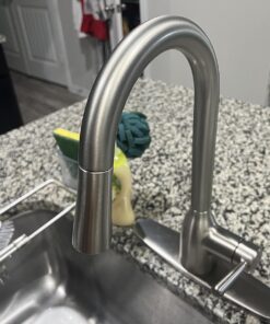 Moen Adler 87233SRS Spot Resist Stainless Zinc Pull Down Kitchen Faucet with Power Clean, Button, and Retractable Wand, ADA Compliant, Classic Style, Fashion-forward, Built to Last Standard 32 71li5shMmVL