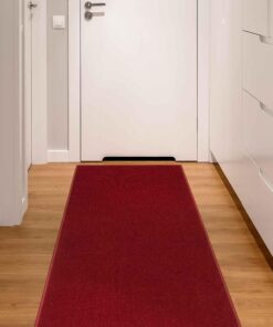 Machine Washable Modern Solid Design Non-Slip Rubberback 3x12 Traditional Runner Rug for Hallway, Kitchen, Bedroom, Living Room, 2'7" x 12', Red Solid Red Runner - 2'7" x 12' 36 71liF8bKOuL