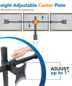 Mount-It! Triple Monitor Mount | 3 Monitor Desk Stand | Fits Three Computer Screens 19 20 21 22 23 24 Inches | C-Clamp Base | Heavy Duty Full Motion Tri Arms | VESA 75 100 Compatible up to 24 inches 42 71liI3rf7L