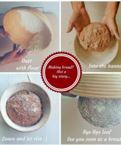 (8.5 inch) Round Banneton Proofing Basket Set - Brotform Handmade Unbleached Natural Cane For homemade Crusty Fresh, Easy to Bake Bread With Professional Marks Rising dough Bread Kit with washable Cloth 8.5 inch 13 71lifyLXSL