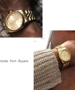 DREAMING Q&P Fq-043 Classic Golden Stainless Steel Male Female Crystals Quartz Wrist Watches for Man Woman Gold 20 71lj rs4WoL