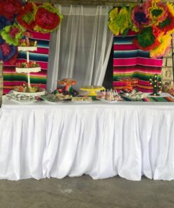 Surmente Tablecloth 14 ft Polyester Table Skirt for Weddings, Banquets, or Restaurants(White) … …… 14ft 1 Pack White 32 71ljfuKETKL