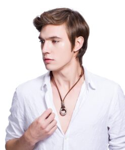 FIBO STEEL Alloy Vinatge Pendant Necklace for Men Leather Chain Adjustable 2 Pcs a Set 36 71lk 6r1yhL