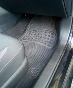 BDK M783 DuraChannel Heavy Duty Rubber Car Floor Mats Liner for Auto - All Weather 3 Piece Set Front & Rear, Fits Car Truck SUV Van, Universal Trim to Fit Black 38 71llKERQB6L