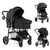 BABY JOY Baby Stroller, 2 in 1 Convertible Carriage Bassinet to Stroller, Pushchair with Foot Cover, Cup Holder, Large Storage Space, Wheels Suspension, 5-Point Harness (Black) Black