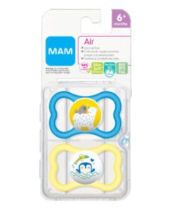MAM Air Pacifiers (2 pack), MAM Sensitive Skin Pacifier 6+ Months, Best Pacifier for Breastfed Babies, Baby Boy Pacifiers, 6-16 (Pack of 2) Pacific Blue & Stone 2 Count (Pack of 1) 22 71lpa0ctgsL 1