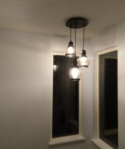 UNITARY Farmhouse Pendant Lights Kitchen Island, Kitchen Light Fixtures, Rustic Dining Room Light Fixture with 3 E26 Bulb Sockets, Black Metal and Glass Jar Chandelier, Ceiling Pendant Light Fixtures 40 71lpcE3yAZL