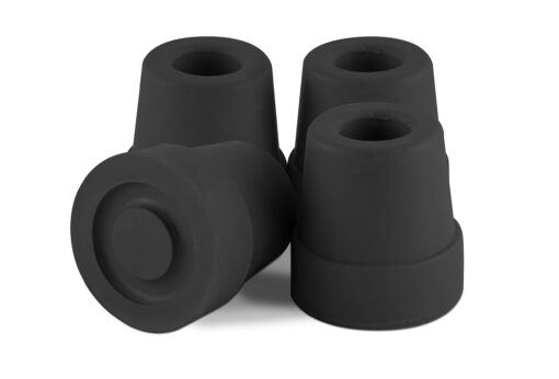 Essential Medical Supply Replacement Quad Cane Tips, Black, 1/2 Inch 0.5 Inch (Pack of 4) 1/2"