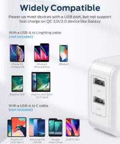 iClever BoostCube 2nd Generation 24W Dual USB Wall Charger with SmartID Technology, Foldable Plug, Travel Power Adapter for iPhone Xs/XS Max/XR/X/8 Plus/8/7 Plus/7/6S/6 Plus, iPad Pro Air/Mini and Other Tablet 1 Pack 34 71lqtOBnofL