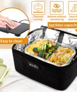 Aotto Portable Oven Personal Food Warmer - 110V Portable Mini Microwave Electric Heated Lunch Box for Work, Cooking and Reheating Meals in Office, Potlucks, Travel Hotel, Home Kitchen (Black) Black 28 71lrTgmLLL