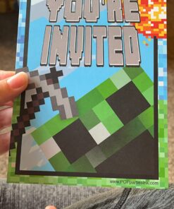 POP parties Pixel Party LARGE Invitations - 12 Invitations + 12 Envelopes - Double Sided - Made in the USA Brights 8 71lrcojv9QL