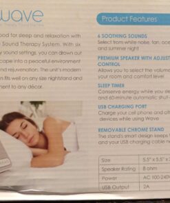 Pure Enrichment® WAVE™ Premium Sleep Therapy Sound Machine with USB Charger - Seamless Looping with 6 Soothing All-Natural Sounds, & Auto-Off Timer - Easily Portable for Travel (White) Patented Design White 46 71ls819w1yL