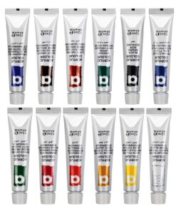 Falling in Art Tabletop Easel Set - 24 Pieces Starter Kit - Artist Acrylic Painting Kit with 12 Acrylic Paints Set, Canvas Panels, Brushes, Wooden Palette for Kids, Adults, Beginners, Professionals 24 PCS Drawer Easel Painting Set 40 71lsPpr2zEL