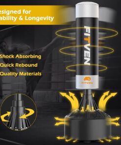 FITVEN Freestanding Punching Bag with Boxing Gloves Heavy Boxing Bag with Suction Cup Base for Adult Kids - Men Stand Kickboxing Bag Black or Silver white 22 71lsfR134SL