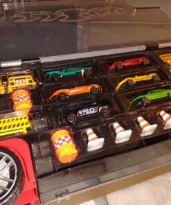 Amazon Basics Toy Car Carrier Truck With Storage For Kids Ages 3 and Up, 6-Pieces Diecast Vehicles & 16 Accessories, Multicolor, Medium 96 71ltzHFelvL