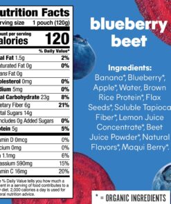 Alternative view of Noka Superfood Fruit Smoothie Pouches, Blueberry Beet, Healthy Snacks with Flax Seed, Prebiotic Fiber and Plant Protein, Vegan and Gluten Free, Organic Fruit and Veggie Squeeze Pouch, 4.22 oz, 6 Count Blueberry Beet 6 Pack 4.2 Ounce (Pack of 6)