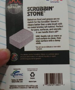 Better Grillin Scrubbin Stone Grill Cleaner-Scouring Brick/Barbecue Grill Brush/Barbecue Cleaner for BBQ, Griddle, Racks 1 Count Gray 25 71lu3v2cTgL
