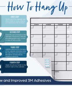 Large Dry Erase Calendar for Wall | Large Wall Calendar Dry Erase Monthly | 1M 17x26, 24x36, 36x48, & 3M 40x17 | Dry Erase Calendar Board for Wall | Whiteboard Calendar | Calendar Whiteboard | White Large (36" * 48") 27 71lu8oguNFL