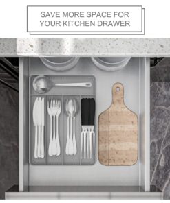 Alternative view of TQVAI Silverware Organizer, 5 Compartments Cutlery Drawer Organizer, Silverware Tray, Utensil Holder, Kitchen Drawer Divider, Flatware Organizer for Drawer, Silver, Silver S