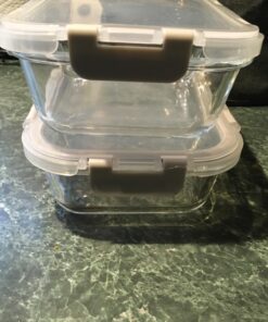JoyJolt Divided Food Storage Containers with Lids Airtight. 5 Pack Glass Meal Prep Containers 2 Compartment Set Glass Bento Box. Reusable Food Containers, Portion Control Containers for Weight Loss Gray 56 71lvJeTLY L