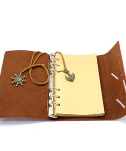 EvZ Leather Writing Journal Notebook, 7 Inches Vintage Nautical Spiral Blank String Diary Notepad Sketchbook Travel to Write in, Unlined Paper, Retro Pendants, Classic Embossed, Coffee 34 71lvvdsk0rL