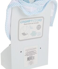 Baby Aspen Bib and Booties Gift Set, Chomp and Stomp Shark, 0-9 Month White/Grey 9 71lxQKgXtrL