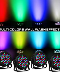 Alternative view of 36LEDs Stage Par Lights 4 Pack - RGB LED Par Lights Sound Activated Auto Play by Remote & DMX Control Uplights for Wedding Birthday Church Music Light Show DJ Dance Party Events Stage Lighting 36LEDs Par Lights 4 Pack