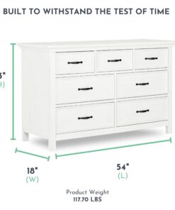 Evolur Belmar Double Dresser in Weathered White, Comes Assembled, Included Anti-Tip Kit, Seven Spacious Drawers, Dresser For Nursery, Bedroom, Wooden Nursery Furniture 54x20.25x33 Inch (Pack of 1) 13 71lzJHHCYOL