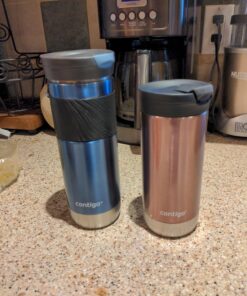 Contigo Byron Vacuum-Insulated Stainless Steel Travel Mug with Leak-Proof Lid, Reusable Coffee Cup or Water Bottle, BPA-Free, Keeps Drinks Hot or Cold for Hours, 20oz, Blue Corn 33 71m okAcPcL