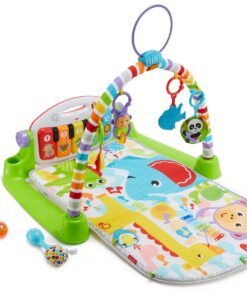 Fisher-Price Baby Playmat Deluxe Kick & Play Piano Gym & Maracas with Smart Stages Learning Content,5 Linkable Toys & 2 Soft Rattles (Amazon Exclusive) Kick N Play Green + Maracas 44 71m p31aGeL