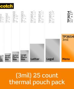 Scotch Thermal Laminating Pouches, Clear, Fits Menu Sized (11.4 in. × 17.4 in.) Paper, 25 Pouches 13 71m2sv0 TNL