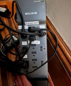 Belkin Power Strip Surge Protector - 12 AC Multiple Outlets & 8 ft Long Flat Plug Heavy Duty Extension Cord for Home, Office, Travel, Computer Desktop, Laptop & Phone Charging Brick (3,940 Joules) 12 Outlet Strip + Cable & Phone protection 43 71m2vjw4gSL