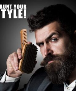 Alternative view of Beard Brush for Men & Beard Comb Set w/Mustache Scissors Grooming Kit, Natural Boar Bristle Brush, Dual Action Wood Comb, and Travel Bag Great for Christmas Gift (Bamboo) Bamboo