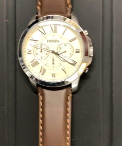 Fossil Grant Men's Watch with Chronograph Display and Genuine Leather or Stainless Steel Band Silver, Brown 35 71m4oMRaXL