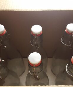 Estilo Swing Top Clear Glass Bottles,16oz Set of 6 Easy Cap Clear Bottles with Stoppers, Flip Top Glass Bottles to Store Home Brews, Oils, Vinaigrettes, Wines, Beer, Teas, Limoncello 16 oz 33 71m871Y5W3L