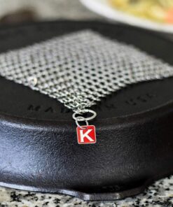 Knapp Made CM Scrubber 6" Small Ring Cast Iron Scrubber - Cast Iron Cleaner for Hard Anodized Cookware, Pre-Seasoned Pans, Dutch Ovens, Iron Pans, Grills and Skillet. Chain Mail Scrubber Cast Iron 6x6 Inch (Pack of 1) 19 71m8PCAyTgL