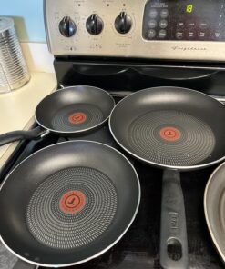 T-fal Specialty Nonstick Fry Pan Set 3 Piece, 8, 9.5, 11 Inch Oven Safe 350F Cookware, Pots and Pans, Dishwasher Safe Black 3-Piece 31 71mA9jYZkpL