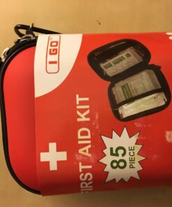 I GO 85 Pieces Hard Shell Mini Compact First Aid Kit, Small Personal Emergency Survival Kit for Travel Hiking Camping Backpacking Hunting Marine Car Red 50 71mAd8i hQL