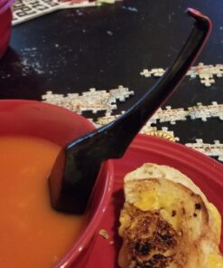 Happy Sales Melamine Soba, Rice Spoons, Chinese Won Ton Soup Spoon, Asian Red and Black, 6 Pack Notch & Hook Style 15 71mBAEiksoL