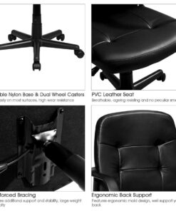 Giantex Executive Chair Mid Back Office W/Arms and Swivel Wheels, Ergonomic PU Leather for Home Office Use Computer Desk Task Chair 19 71mC31Z5g4L