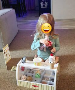 Melissa & Doug Wooden Scoop and Serve Ice Cream Counter (28 pcs) - Play Food and Accessories - Pretend Food Toys, Ice Cream Shop Toys For Kids Ages 3+ Scoop & Serve Ice Cream Counter 51 71mCRkNgVcL 3