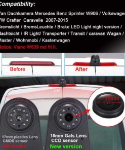 Navinio Car Third Roof Top Mount Brake Lamp Camera Brake Light Rear View Backup Camera Replacement for VW Crafter Transporter Mercedes Benz Sprinter W906 Van Model 1=Brake light camera 11 71mDLqTYNsL