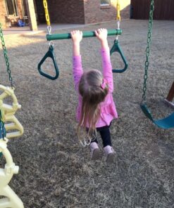 Jungle Gym Kingdom Swing Sets for Backyard, Monkey Bars & Swingset Accessories - Set Includes 18" Trapeze Swing Bar & 48" Heavy Duty Chain with Locking Carabiners - Outdoor Play Equipment (Green) Green 40 71mDegqdyIL