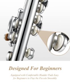 Eastar Piccolo Instrument for Beginners Students, Key of C Piccolo Flute, with Hard Case, Cleaning Rod, Cloth, Swab and Gloves, 2-Piece, Nickel Plated Piccolo, EPC-1 20 71mDrOZ2FbL