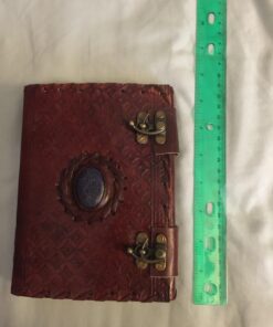 Handmade Embossed Blue Stone Leather Journal Notebook Refillable Sketchbook with 2 Latches, Lace Edging Diary By Cuero 40 71mEGxFLiiL