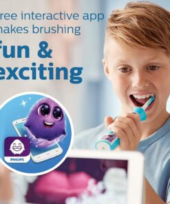 Philips Sonicare for Kids 3+ Bluetooth Connected Rechargeable Electric Power Toothbrush, Interactive for Better Brushing, Turquoise, HX6321/02 22 71mENPmmJ4L
