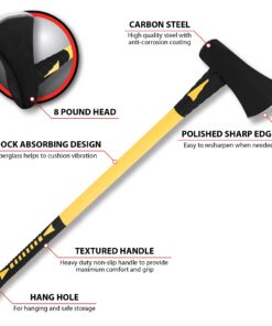 Alternative view of Performance Tool M7111 8-Pound Splitting Maul with Fiberglass Handle, Black/Yellow 8 lb. Splitting Maul