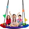 Sorbus 40" Saucer Swing for Kids - 220lbs Outdoor Swing Fun- Tree Glider Therapy Swing for Kids- Adjustable Ropes & Durable Swing Seat- Trampoline Net Swing for Swing Set,Backyard,Indoor/Outdoor,Gift 40 Inch